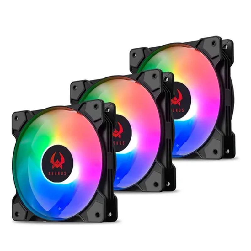 GENERICO - Kit 3 ventiladores cooler kronos boreal argb 120mm color ne