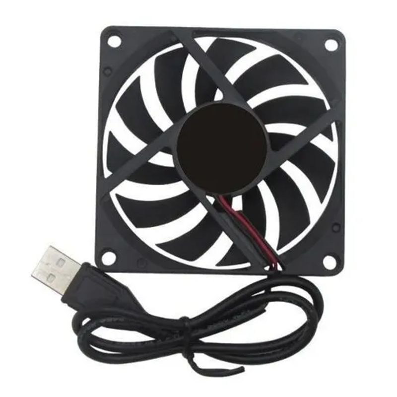 GENERICO - Ventilador fan cooler usb pc 8x8 5v cable 100cm color negro