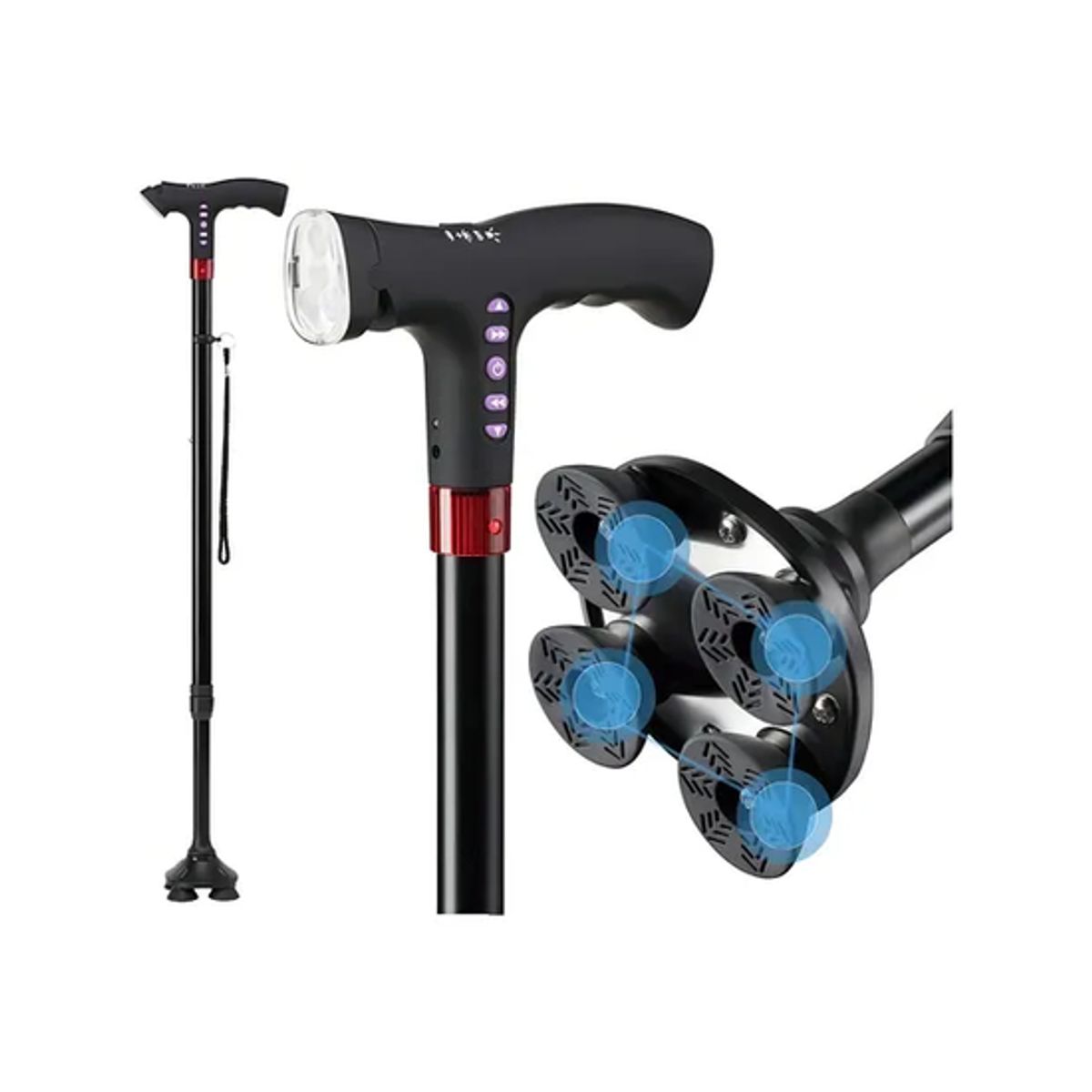 GENERICO - Bastón plegable con radio luz y alarmacasadelasalud color