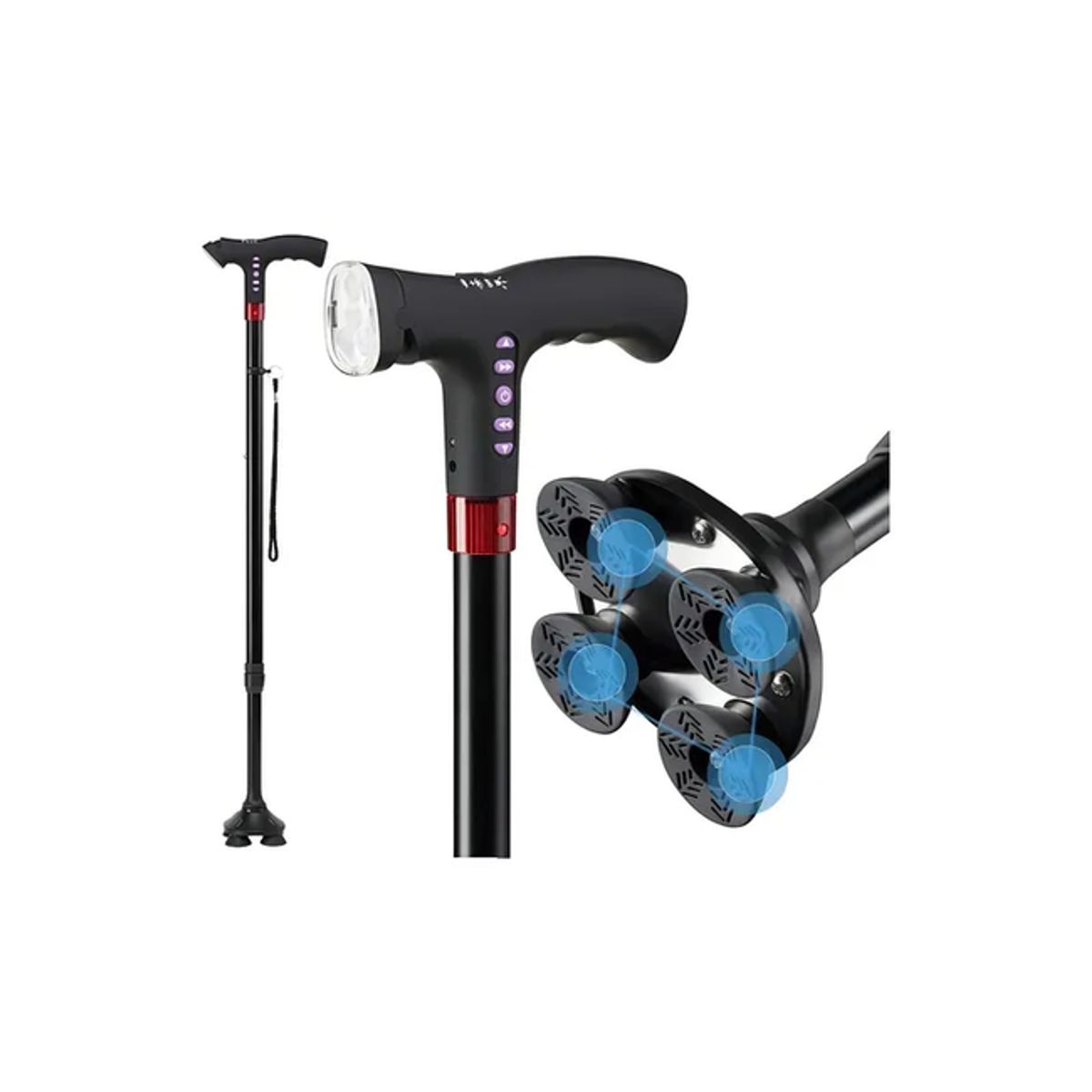 GENERICO - Bastón plegable con radio luz y alarmacasadelasalud color