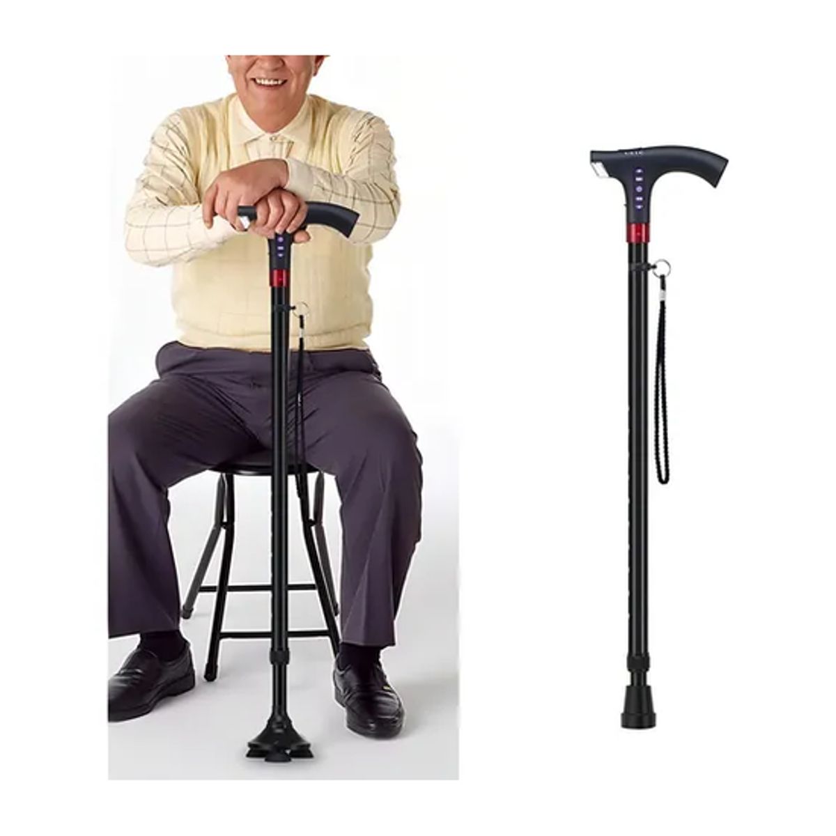 GENERICO - Bastón plegable con radio luz y alarmacasadelasalud color