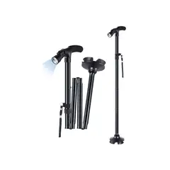 GENERICO - Bastón ortopédico plegable ajustable con luz color color neg