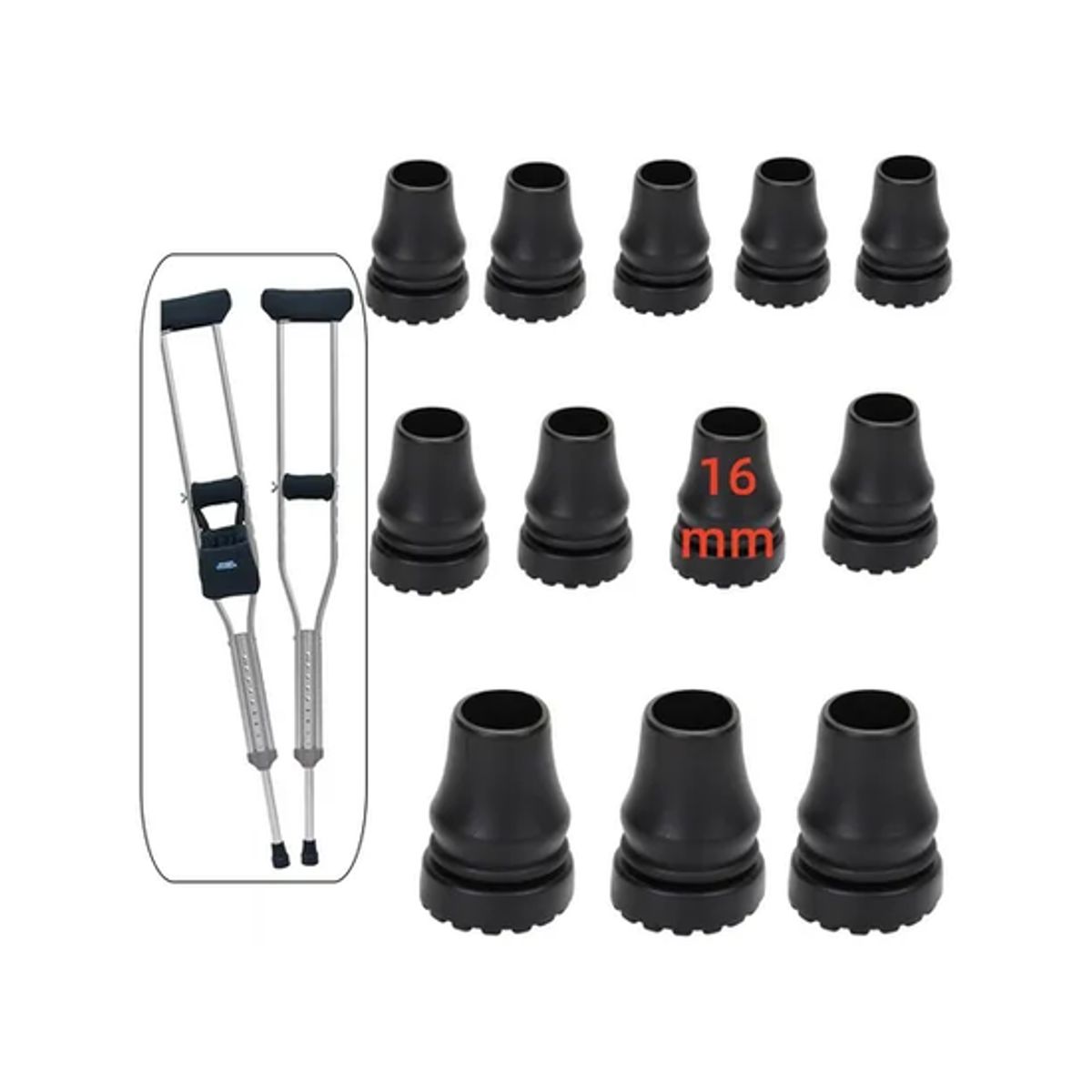 GENERICO - 12 protectora interior antideslizante muleta puntas bastón