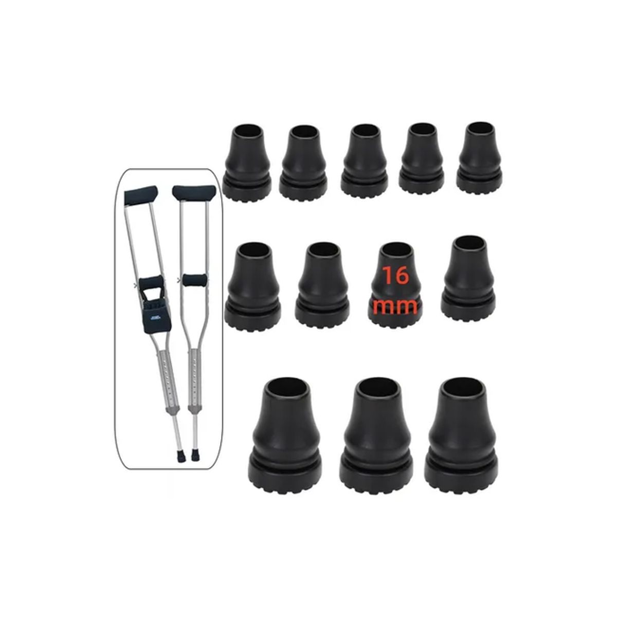 GENERICO - 12 protectora interior antideslizante muleta puntas bastón