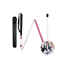 GENERICO - Bastón ciego no vidente aluminio plegable color rojo