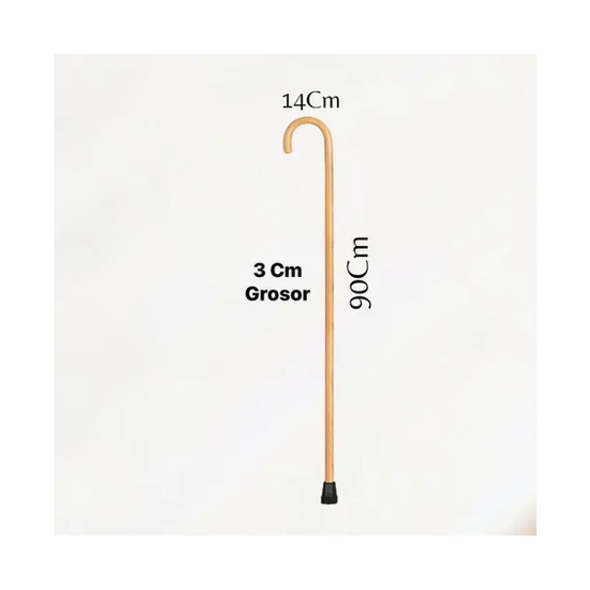 GENERICO - Basto adulto mayor de madera solida mango curvo 90cm