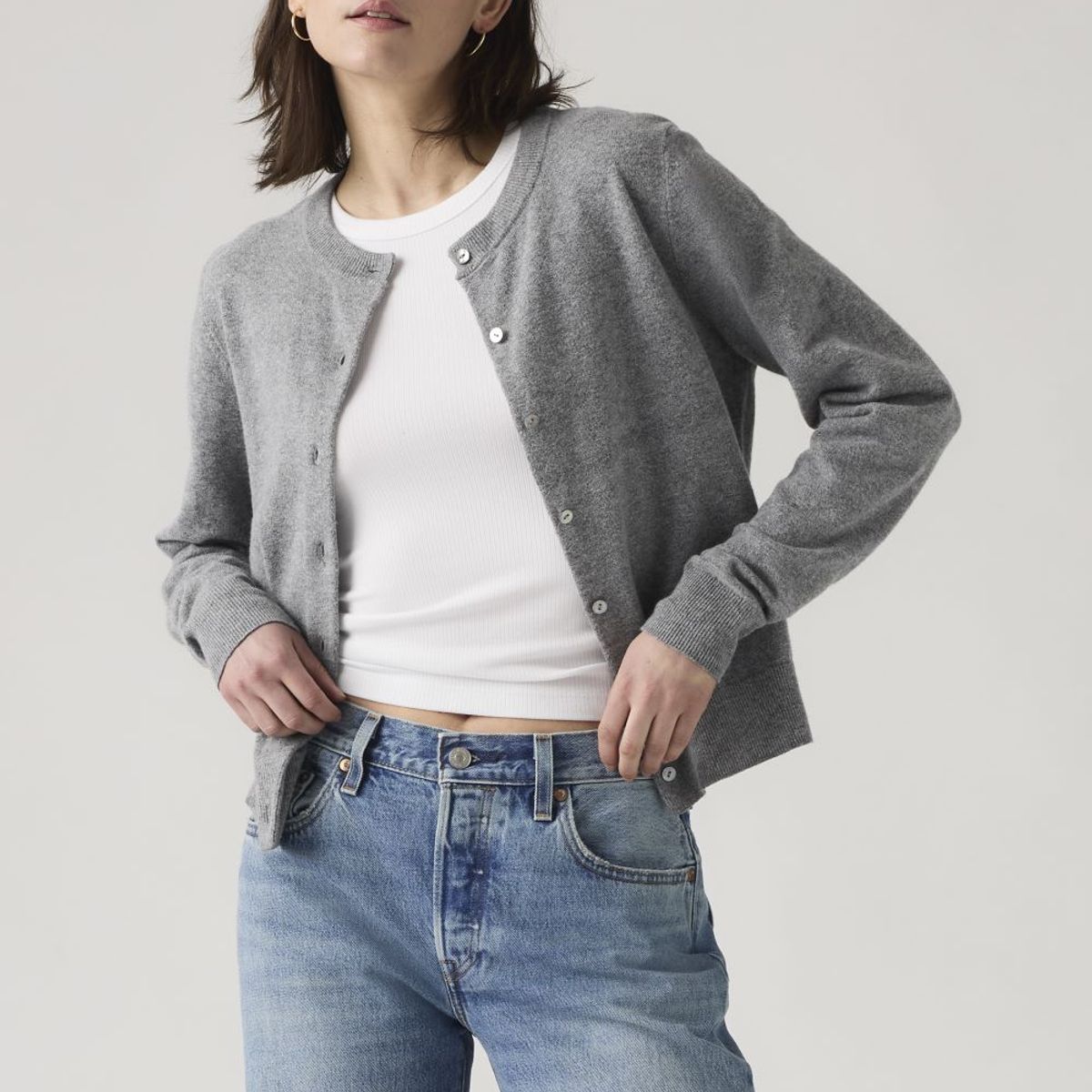 LEVIS - Sweater Mujer Tara Super Soft Cardi Gris Levis