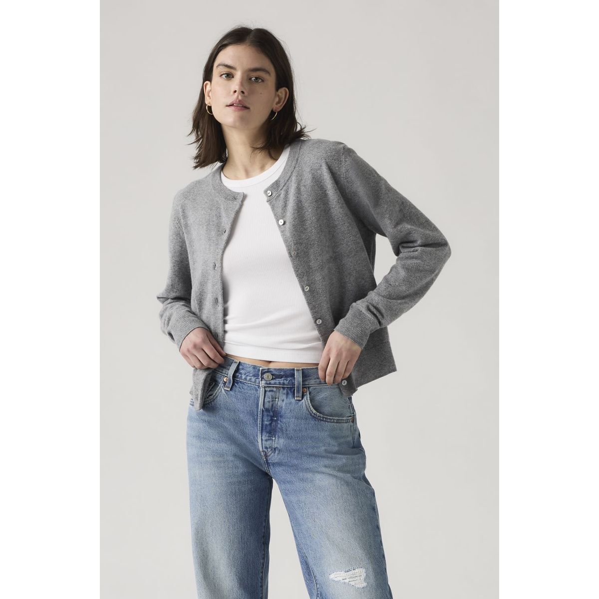LEVIS - Sweater Mujer Tara Super Soft Cardi Gris Levis