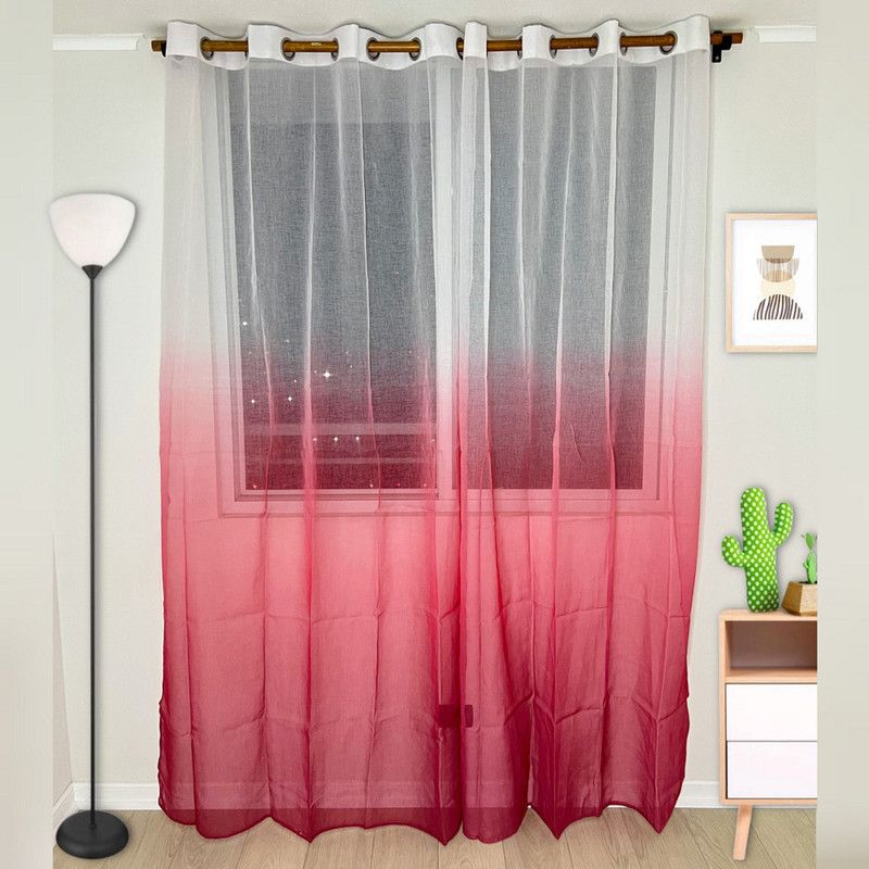 GENERICO - Pack De Visillos En Degrade Tela Tipo Velo Medida 140cm x 230cm Color Burdeo