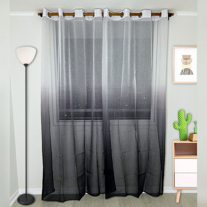 GENERICO - Pack De Visillos En Degrade Tela Tipo Velo Medida 140cm x 230cm Color Negro
