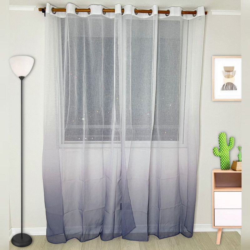 GENERICO - Pack De Visillos En Degrade Tela Tipo Velo Medida 140cm x 230cm Color Gris