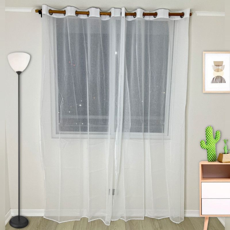 GENERICO - Pack De Visillos Tela Tipo Velo Medida 140cm x 230cm Color Blanco