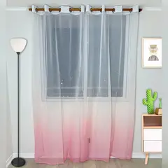 GENERICO - Pack De Visillos En Degrade Tela Tipo Velo Medida 140cm x 230cm Color Rosa