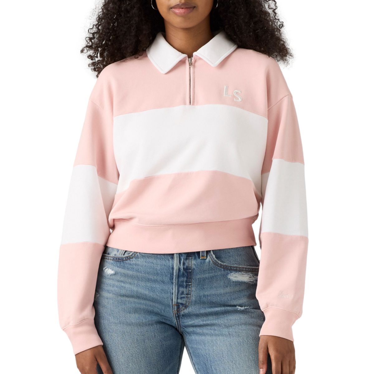 LEVIS - Polerón Mujer Gr Banks 1/4 Zip Rosado Levis
