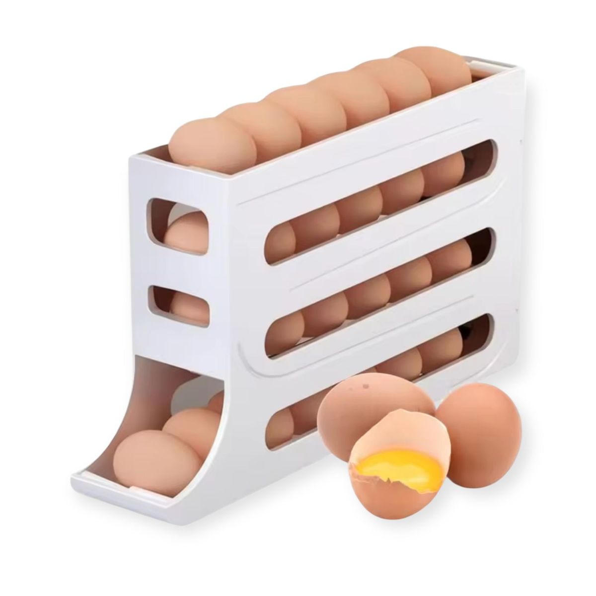 GENERICO - Dispensador De Huevos Para Nevera Portahuevos Huevera 30 Uni Blanco