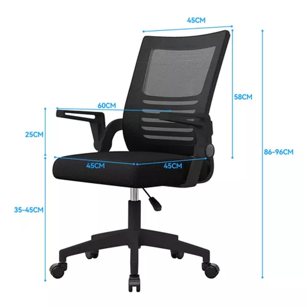 GENERICO - Silla de escritorio Emilia ergonómica acolchada color negro