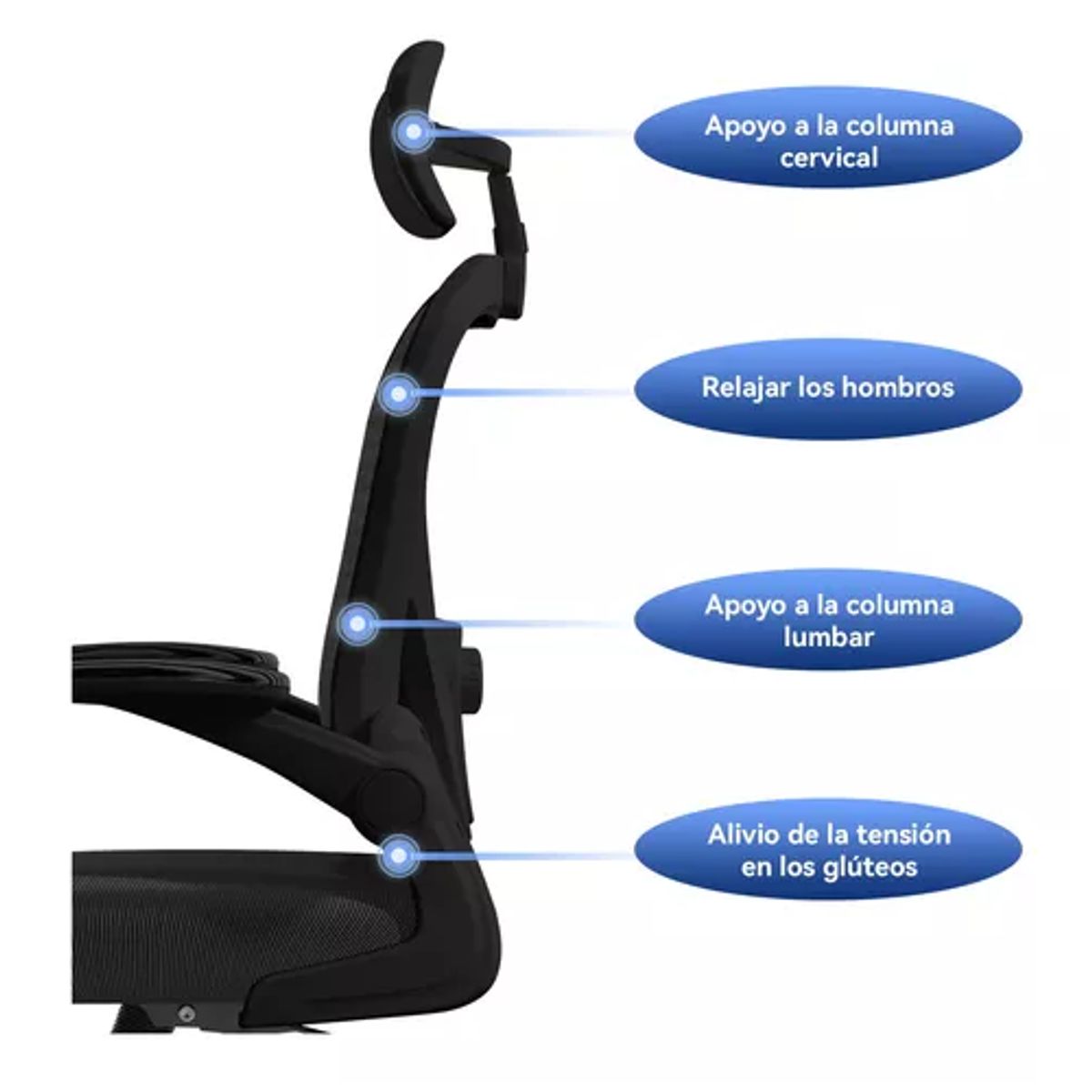 GENERICO - Silla de oficina ergonómica con soporte lumbar ajustable color negro