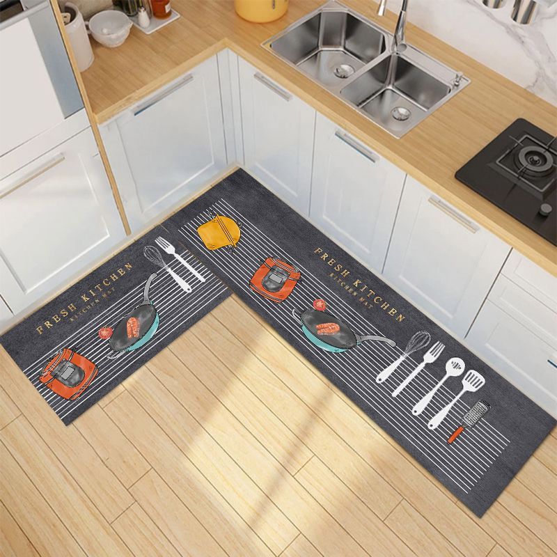 GENERICO - Pack de 2 Alfombras Para Cocina Diseños Modernos y Antideslizante