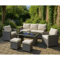 Juego De Terraza Sofá 3 Plazas 2 Sillones Para 7 Personas