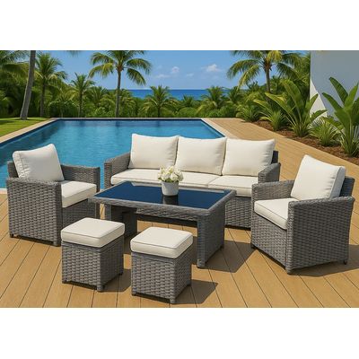 Imagen 2 del producto Juego De Terraza Sofá 3 Plazas 2 Sillones Para 7 Personas