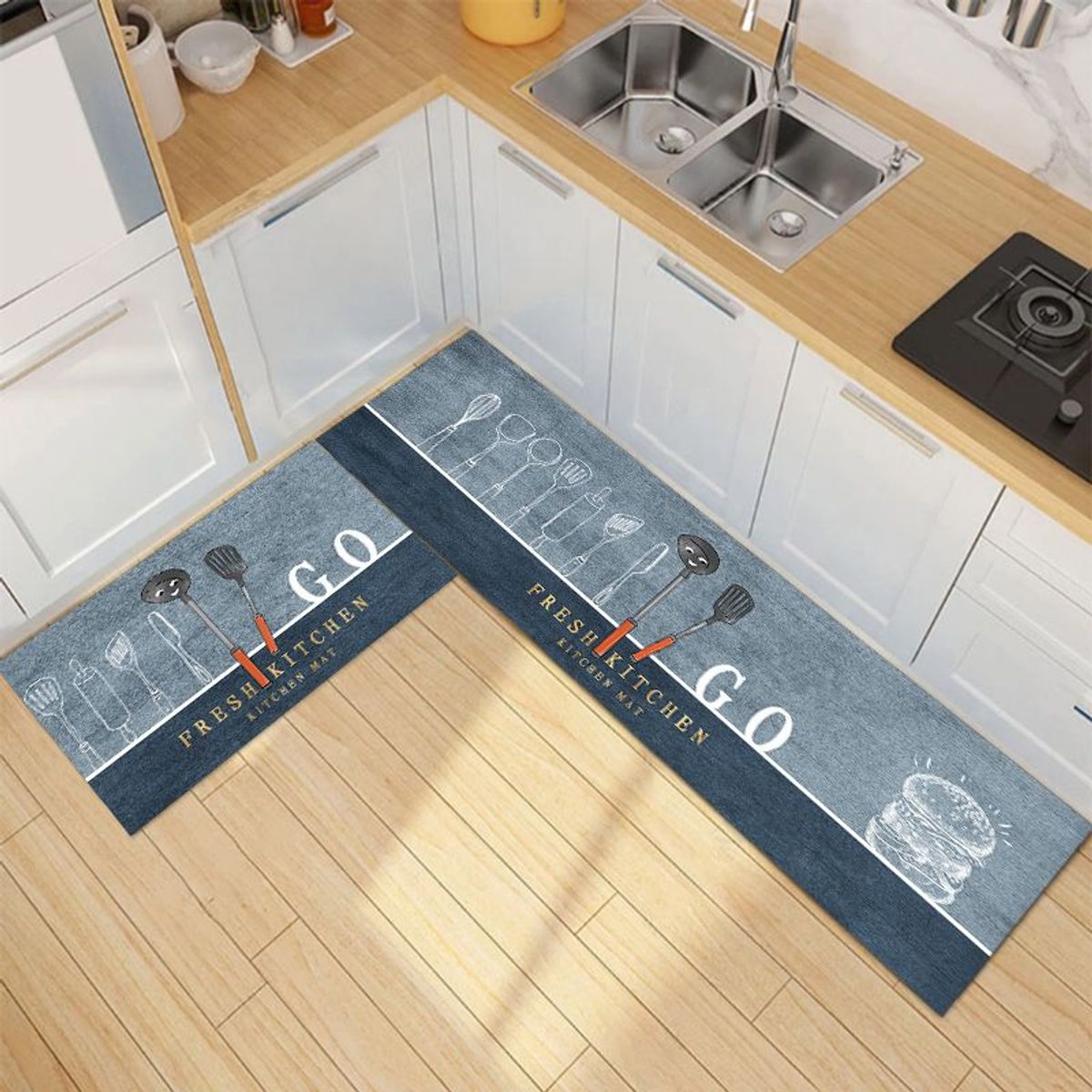 GENERICO - Pack de 2 Alfombras Para Cocina Diseños Modernos y Antideslizante