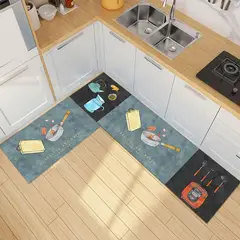 GENERICO - Pack de 2 Alfombras Para Cocina Diseños Modernos y Antideslizante