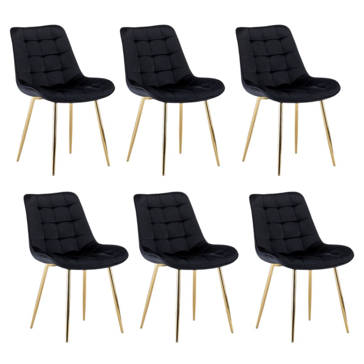 HABITA2 CHILE - Pack de 6 Silla Comedor Felpa Roma - Negro