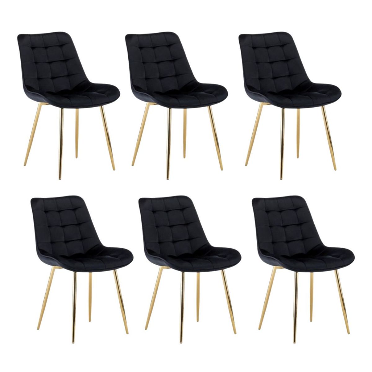HABITA2 CHILE - Pack de 6 Silla Comedor Felpa Roma - Negro