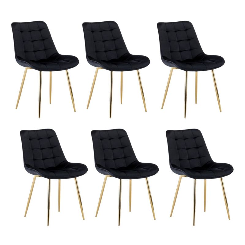HABITA2 CHILE - Pack de 6 Silla Comedor Felpa Roma - Negro