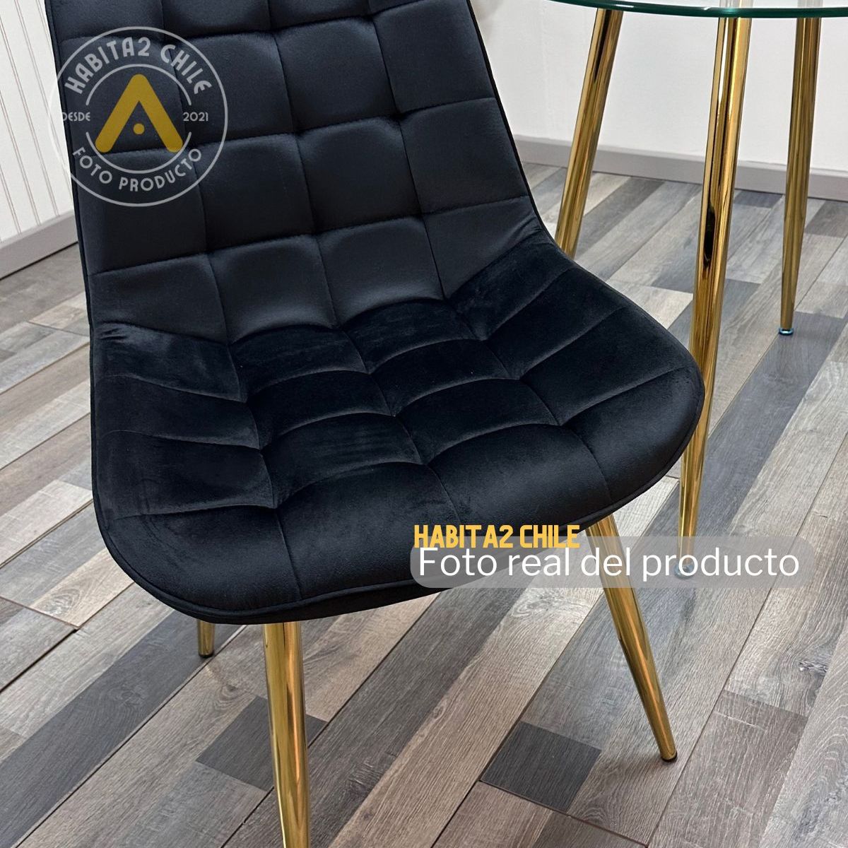 HABITA2 CHILE - Pack de 6 Silla Comedor Felpa Roma - Negro