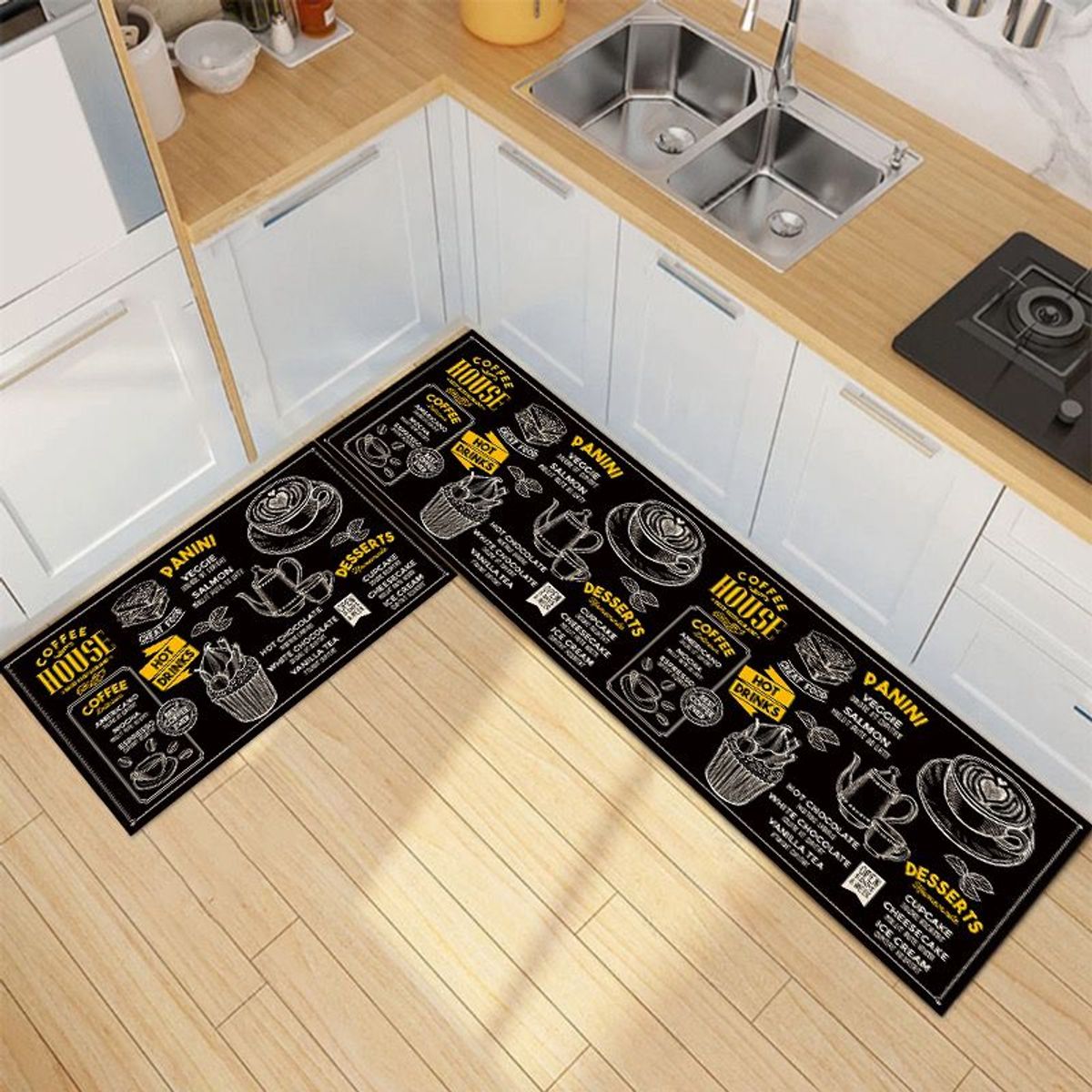 GENERICO - Pack de 2 Alfombras Para Cocina Diseños Modernos y Antideslizante