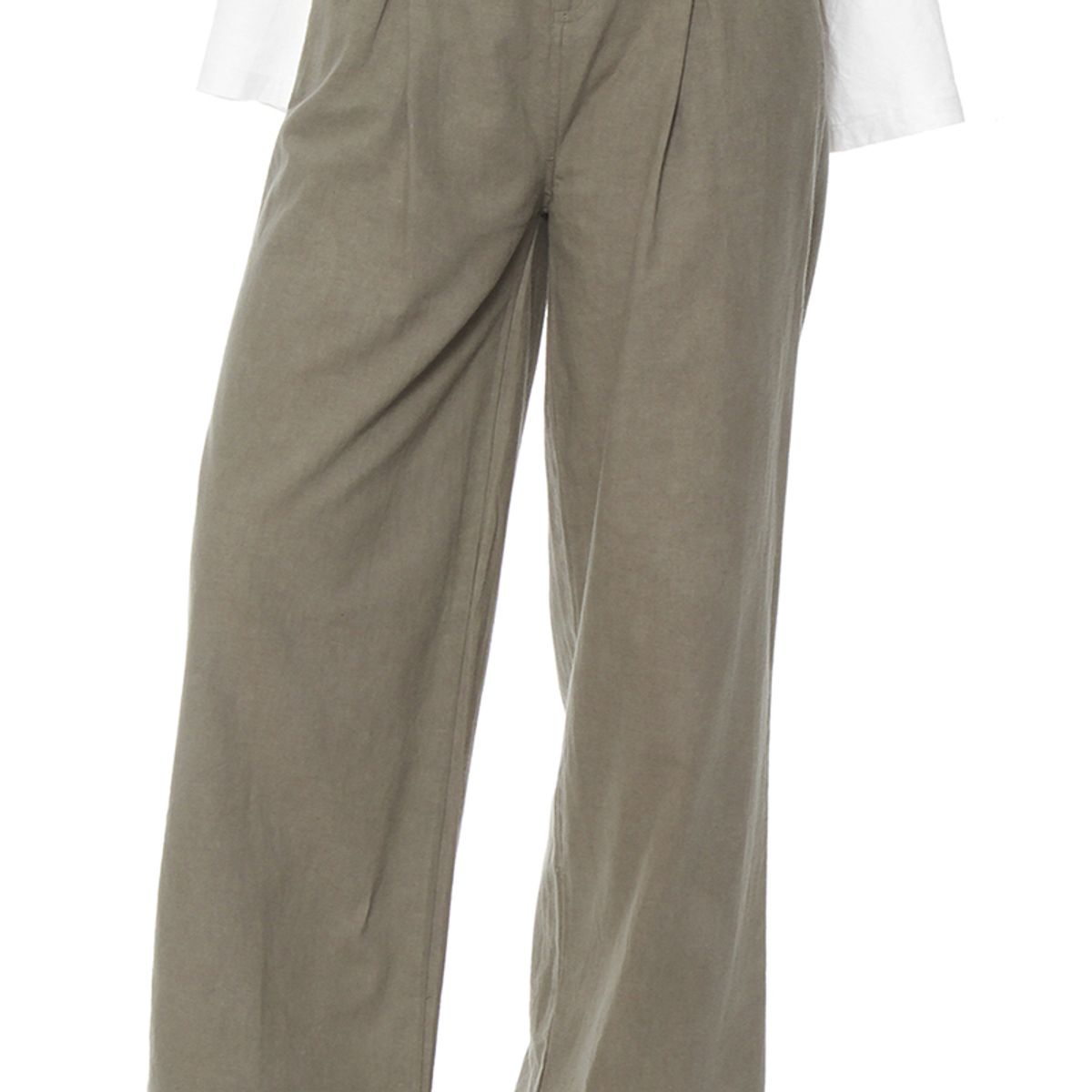 WADOS - PANTALON WIDE LEG LINO TIRO ALTO PRETINA BASICA
