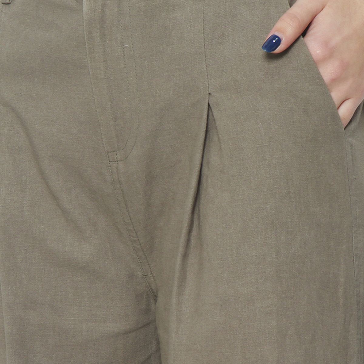WADOS - PANTALON WIDE LEG LINO TIRO ALTO PRETINA BASICA