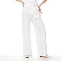 WADOS - PANTALON WIDE LEG LINO TIRO ALTO PRETINA BASICA