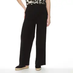 WADOS - PANTALON WIDE LEG LINO TIRO ALTO PRETINA BASICA