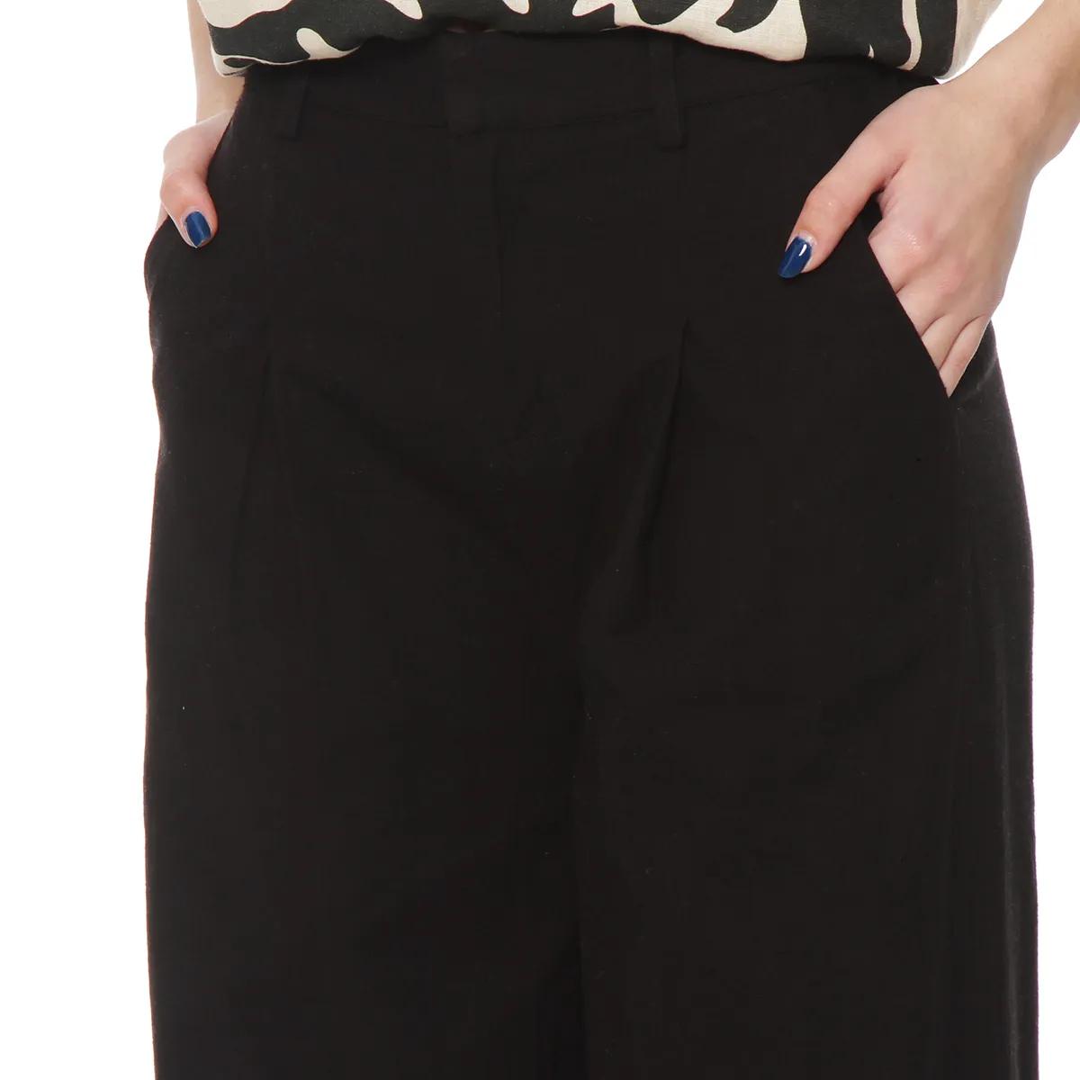 WADOS - PANTALON WIDE LEG LINO TIRO ALTO PRETINA BASICA