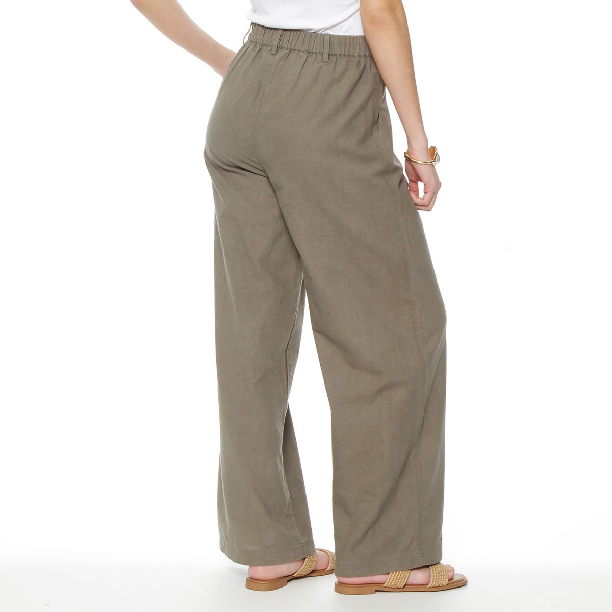 WADOS - PANTALON WIDE LEG LINO TIRO ALTO PRETINA BASICA