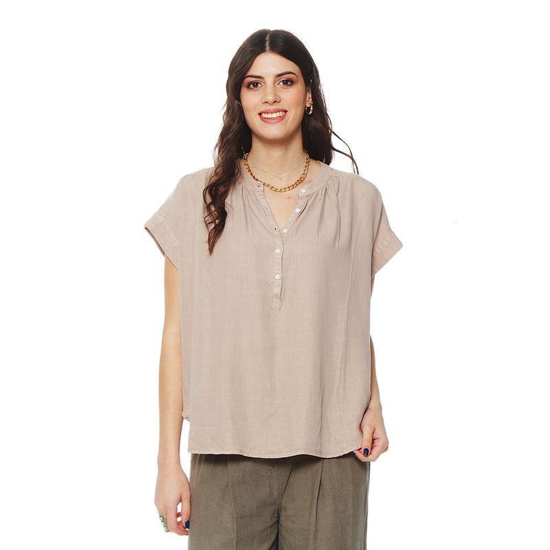 WADOS - BLUSA MANGA CORTA LYOCELL ABOTONADA EN DELANTERO