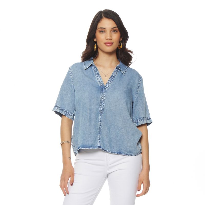 WADOS - BLUSA MANGA CORTA LYOCELL ESCOTE V