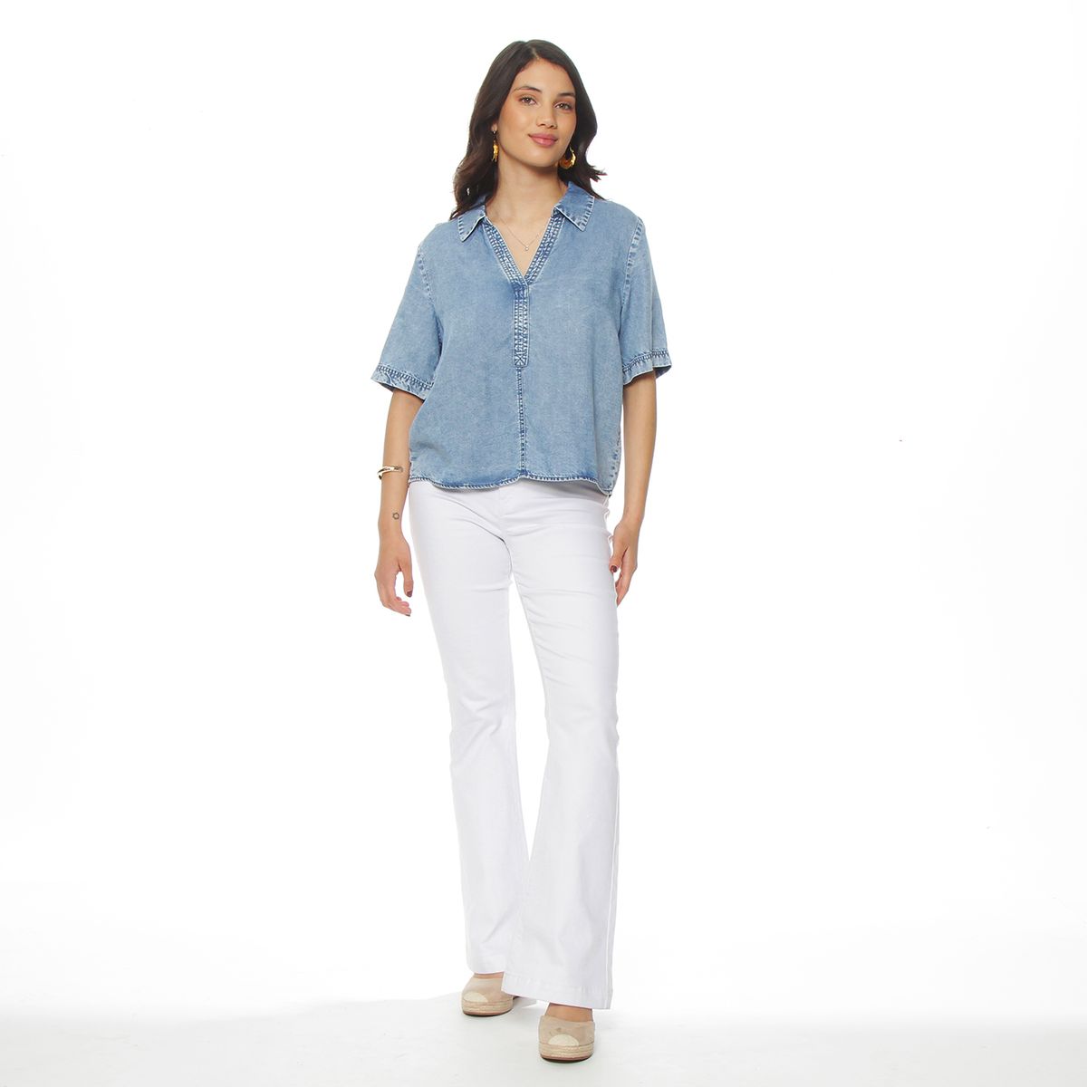 WADOS - BLUSA MANGA CORTA LYOCELL ESCOTE V