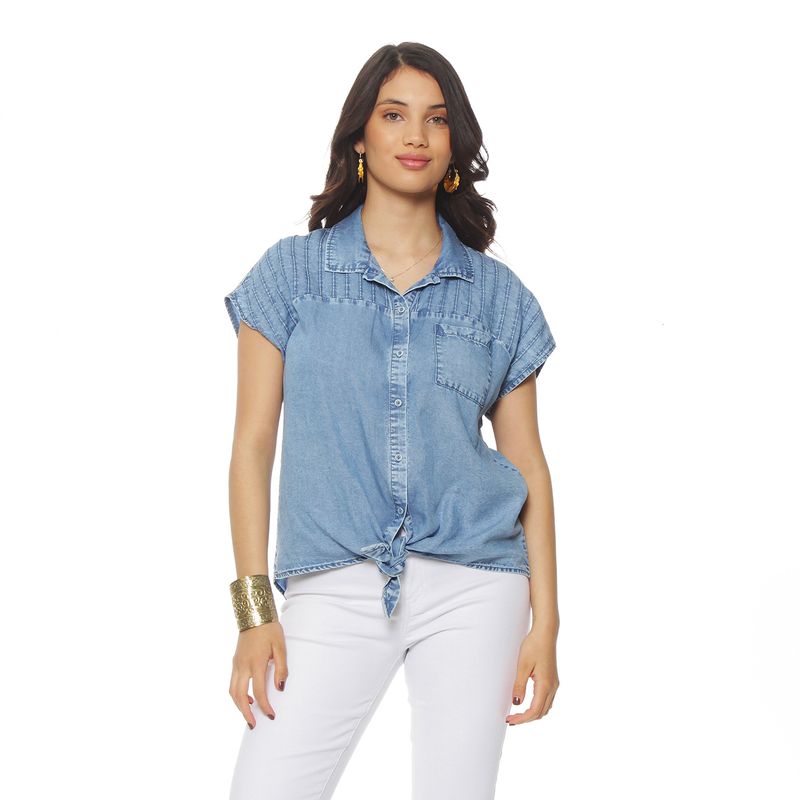 WADOS - BLUSA LYOCELL MANGA CORTA ABOTONADA EN DELANTERO CON BOLSILLO
