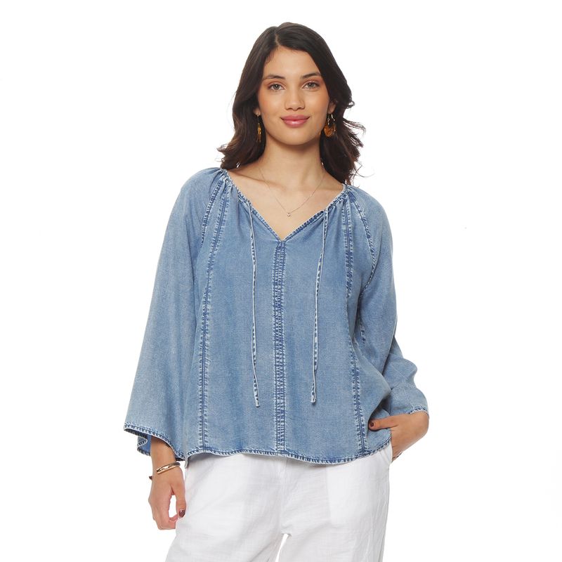 WADOS - BLUSA MANGA LARGA LYOCELL ESCOTE V