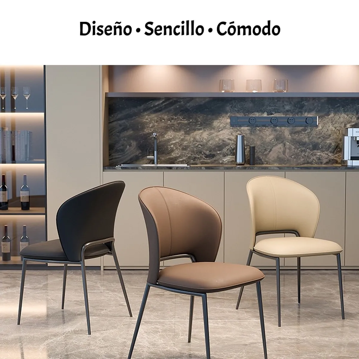 LUBABYCAS - Pack 4 Sillas De Comedor Premium Ecocuero Deli Blancas