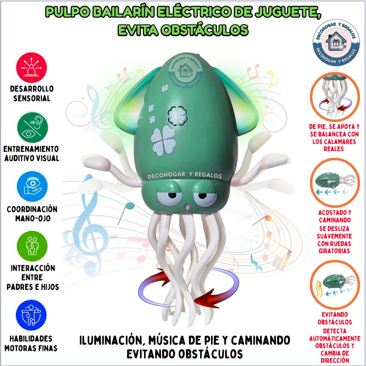 GENERICO - Juguete Pulpo Bailarín Músical Para Niños Con Led Y Música