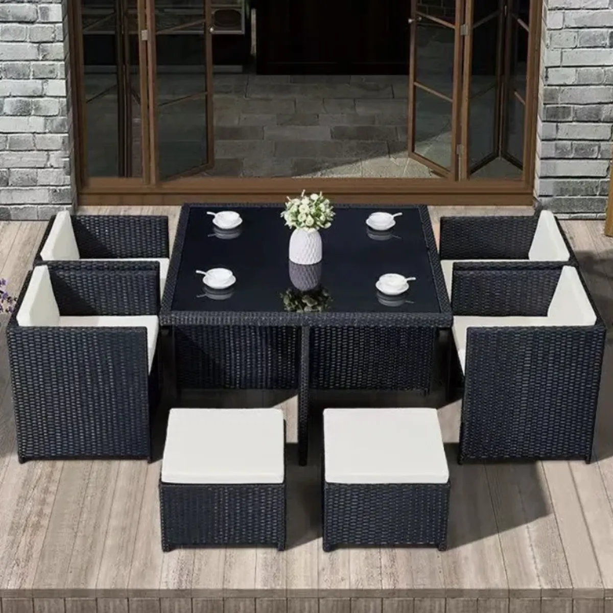 HOMER OUTDOOR - Juego De Terraza Sofá 3 Plazas 2 Sillones Para 7 Personas