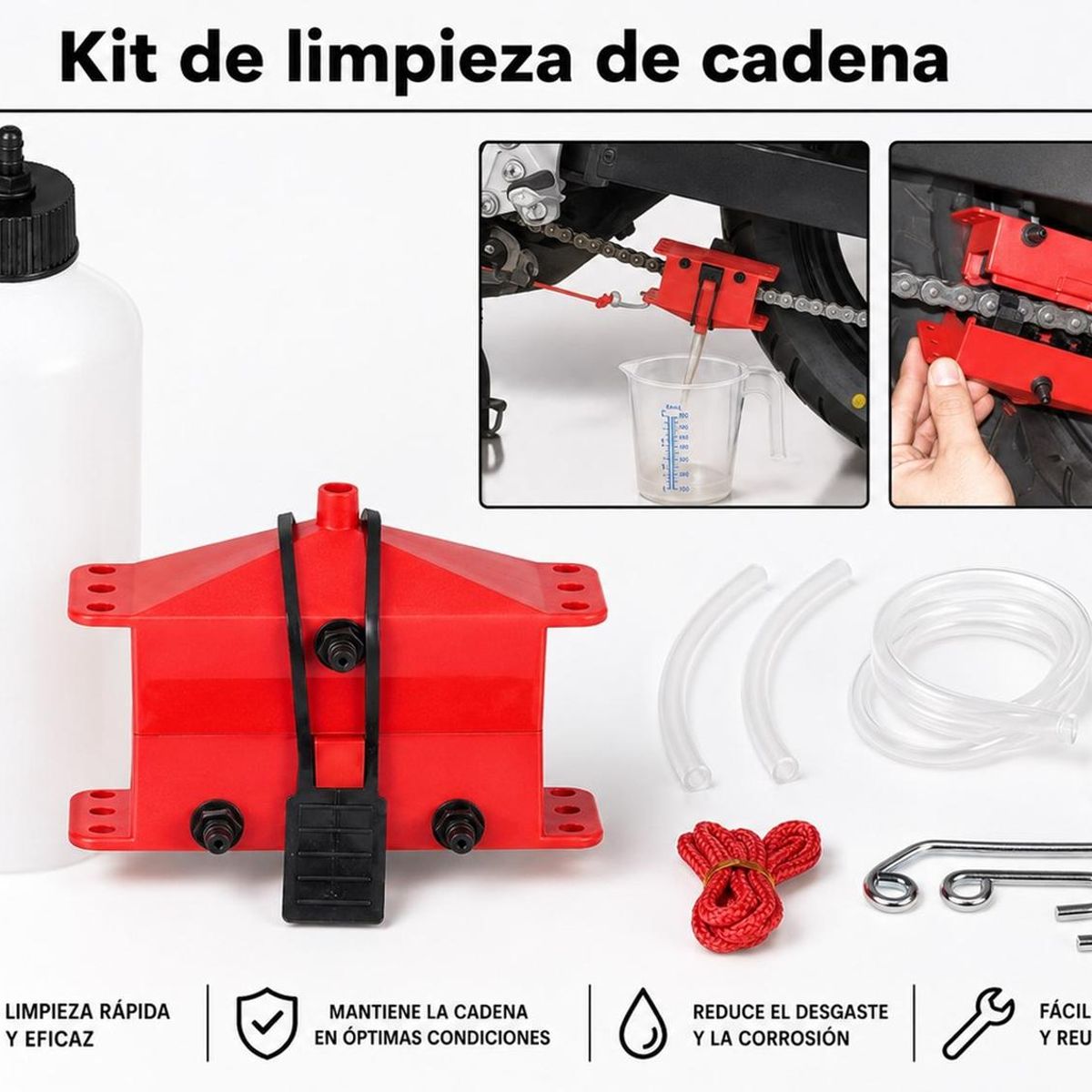 GENERICO - Kit moto limpia cadena desengrasante herramienta