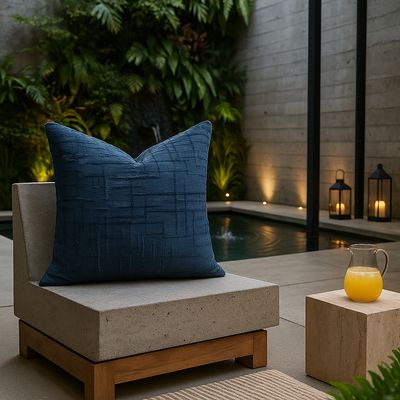 Imagen 2 del producto Funda cojín 45x45 color azul textura chenille sofá cama 744