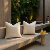 Pack 2 fundas cojín 45x45 color beige textura chenille sofá cama 744