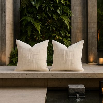 Imagen 2 del producto Pack 2 fundas cojín 45x45 color beige textura chenille sofá cama 744