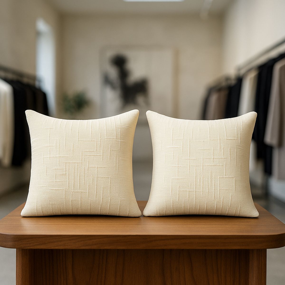 ARMONIA - Pack 2 fundas de almohadón chenille beige 45x45 living dormitorio 744